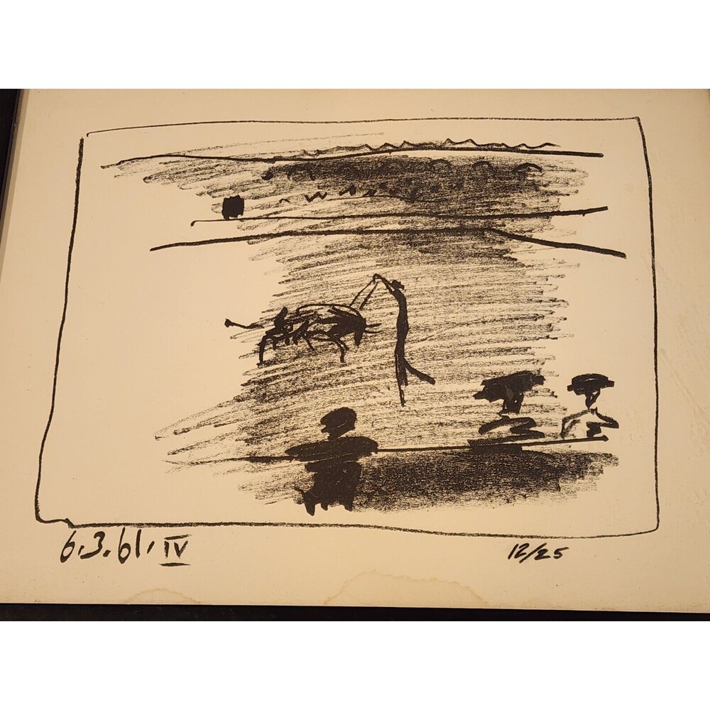 Vintage 1961 PABLO PICASSO Abstract Les Banderilles A Los Toros IV Lithograph - Picture 3 of 7